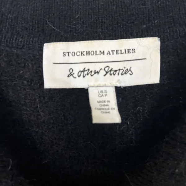 Stockholm Atelier & Other Stories Black Small Collard Knit Cardigan Sweater Wool - Image 3
