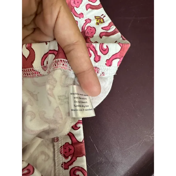 Roller Rabbit Pink Monkey Pajama Pants Womans XS 100% Pima Cotton Made in Peru - Image 9