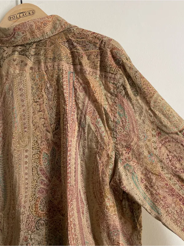 Lauren Ralph Lauren Paisley Button Down Shirt Size M Cotton Boho Blouse Brown - Image 5