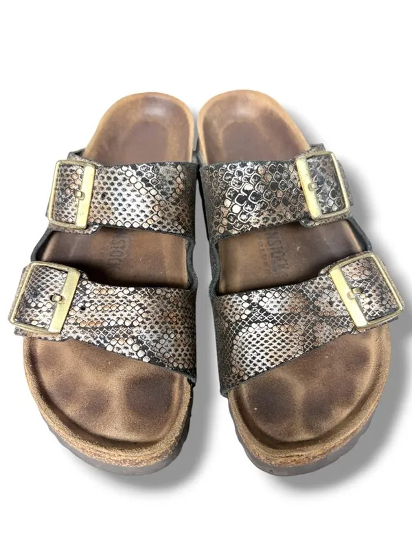 Birkenstock Arizona Soft Footbed Pewter Python Print Sandals EU 38 US 7 - Image 2