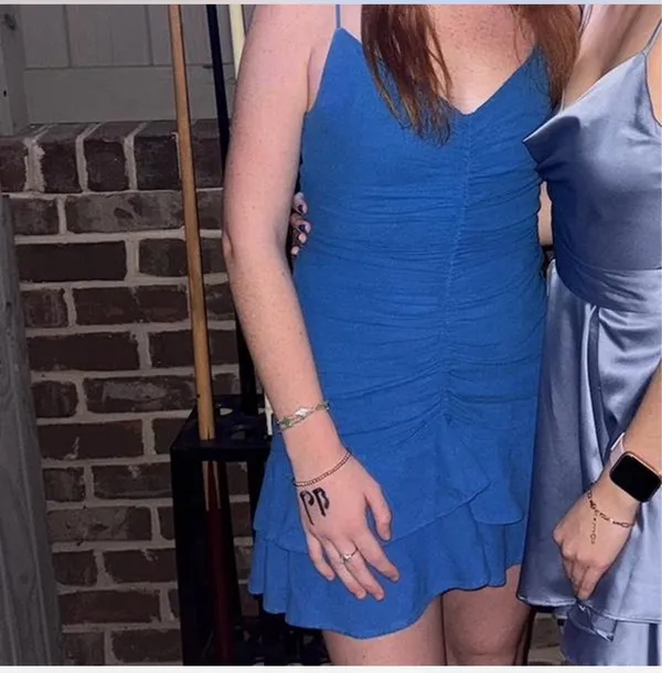 Zara blue runched dress - Image 2