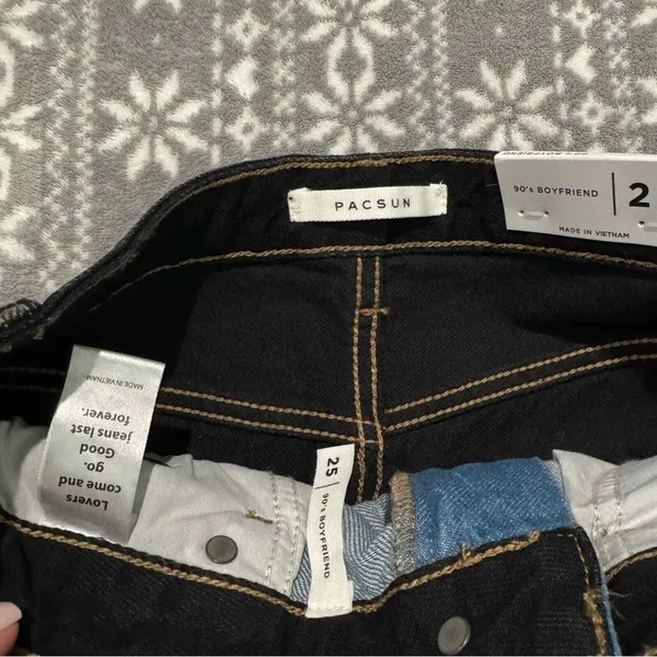 NWT Pacsun 90's Boyfriend Jeans Blue/Black Two‎ Tone Size 25 Preppy Edgy Grunge - Image 5