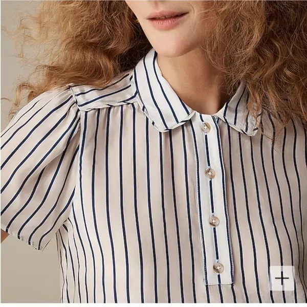 NWT J crew Sheer popover top in crepe de chine Sz 10 Sold Out - tear in front - Image 2