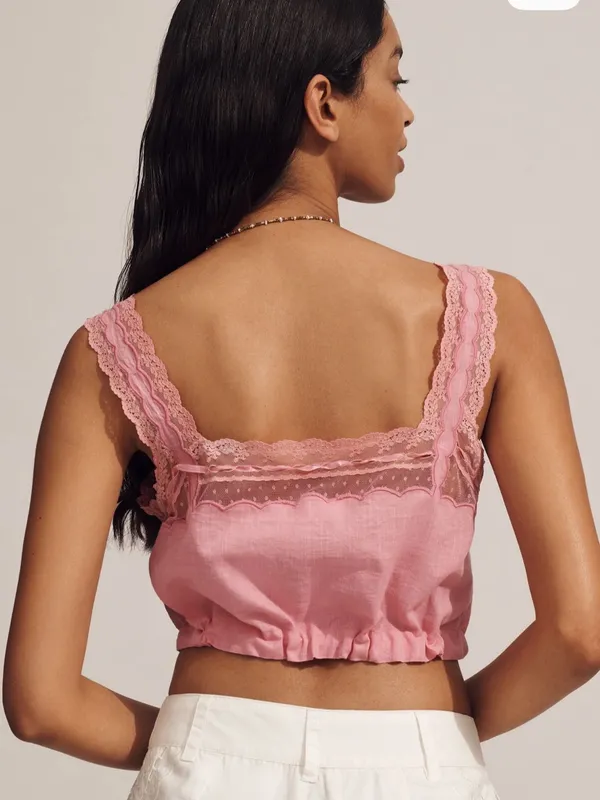Anthropologie Forever That Girl Lace Square Neck Bubble Top Small - Image 3