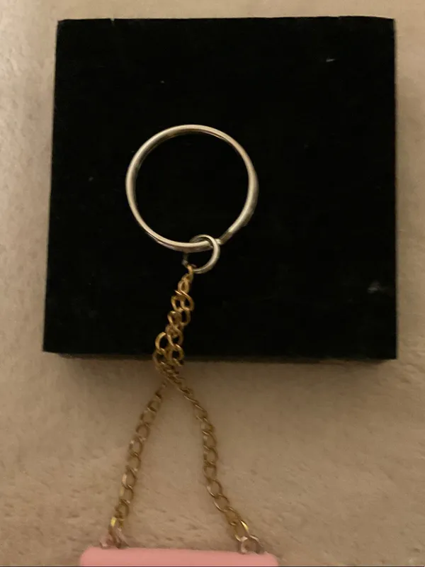Pink Mini Purse Keychain with Gold H Accent - Image 4