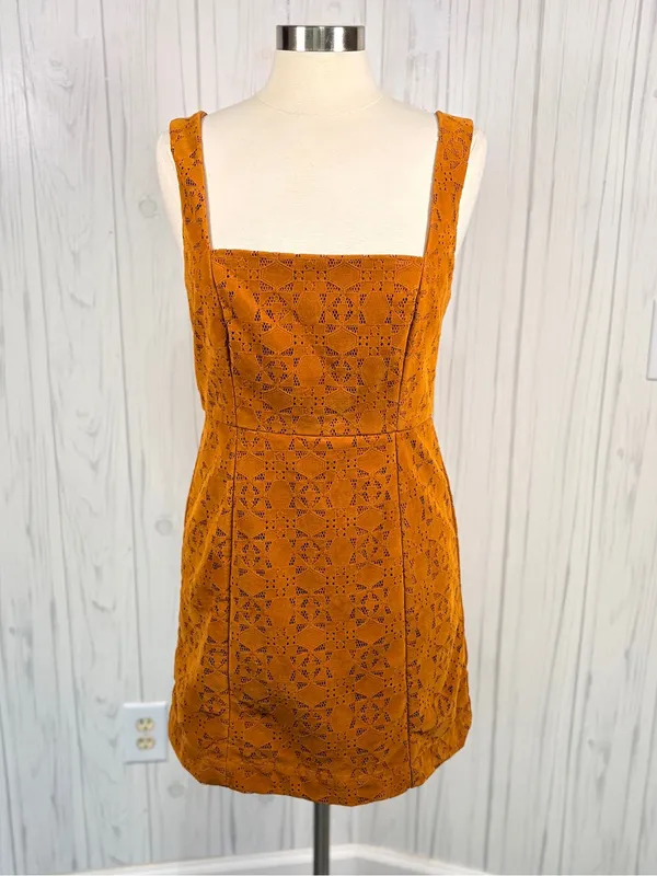 MAEVE | Anthropologie | Faux Suede Mini Dress Boho Laser Cut Detail, Sz 10 - Image 2
