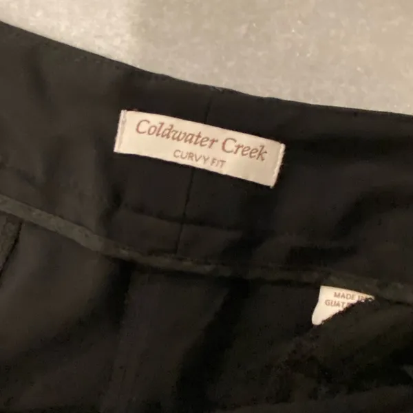 Coldwater Creek Size 14P Soft Stretch Black Wide Leg Zip Up Trouser Pants - Image 7