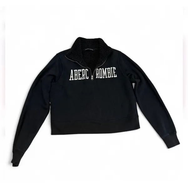 VTG Abercrombie & Fitch Womens Sherpa Lined Quarter Zip Sweatshirt M - Image 2