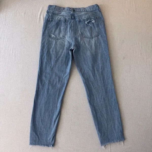 We The Free Free People Distressed High Rise Button Fly Jeans Light Wash Size 28 - Image 7