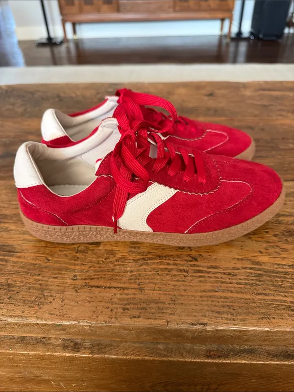 Corkys Red Faux Suede Spoiler Alert Gum Sole Sneakers Size 9 - Image 3