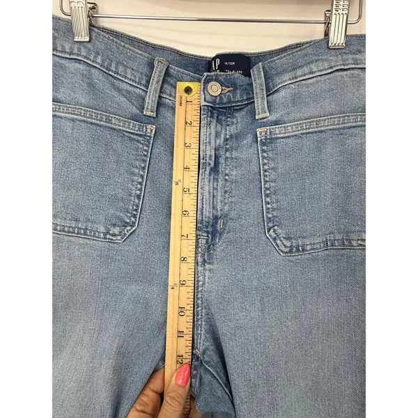 GAP 70s Flare Jeans Light Wash High Rise Stretch Denim 14/32R Casual Clean Girl - Image 8