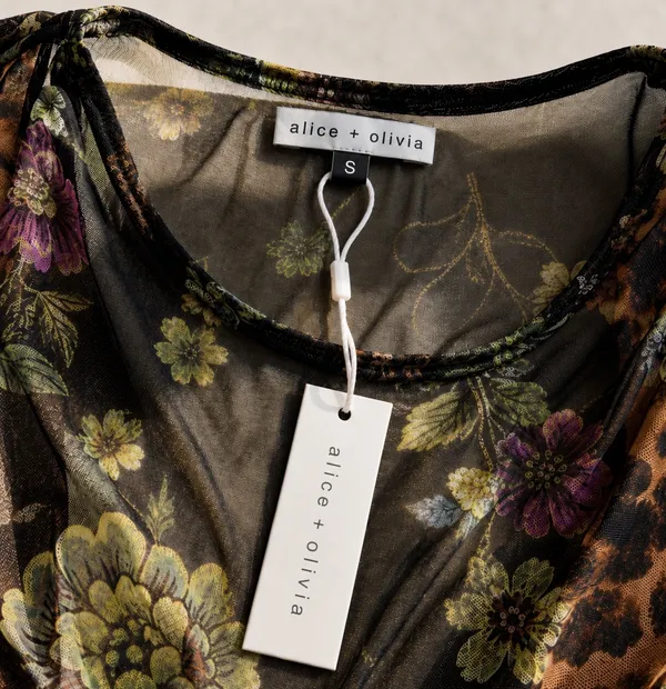 Alice + Olivia Sheer Ruched Floral Mesh Tank NWT Boho Chic Statement Piece Sz s - Image 4