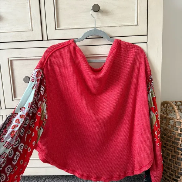 Free People Red and Multicolor Blouse - Image 2