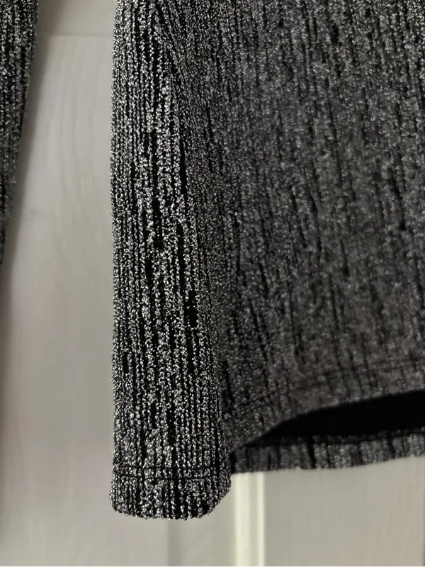 SEZANE Silver Nemy Jumper Size XS Metallic Mock Neck Turtleneck Top Long Sleeve - Image 6