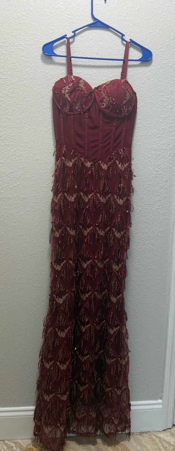 Red sequence dress Size 2 - Image 2