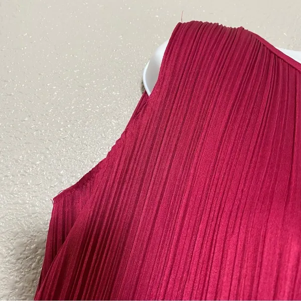 Vintage 20s Style Art Deco Artsy Pink Black Colorblock‎ Pleated Midi Dress 13/14 - Image 6