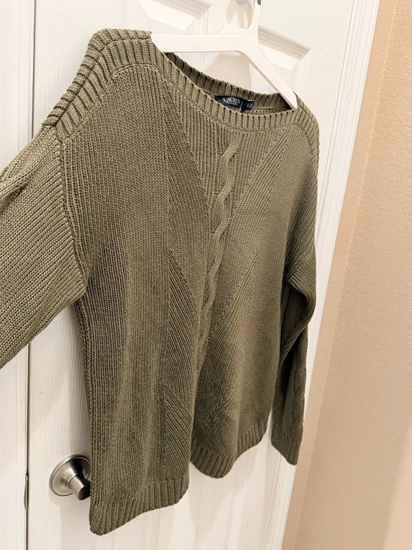 Lauren Ralph Lauren Cable-Knit Cotton-Blend Sweater size XL olive fern - Image 12