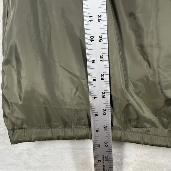 Abercrombie & Fitch Womens Hooded Puffer Vest Liner Olive Green Faux Fur Medium - Image 11