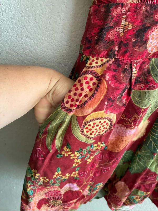 Farm Rio Red Forest Floral Print Romper S - Image 9