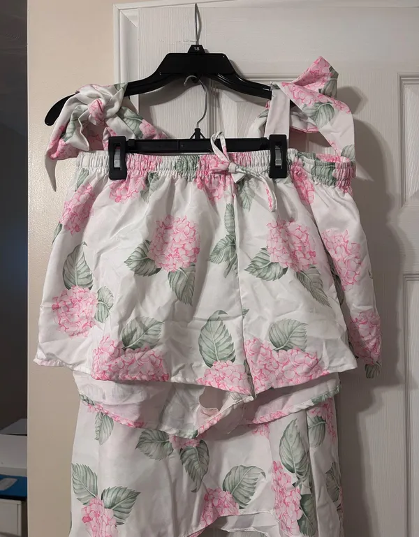 Flowery Tank Pajama Shorts Set - Image 3