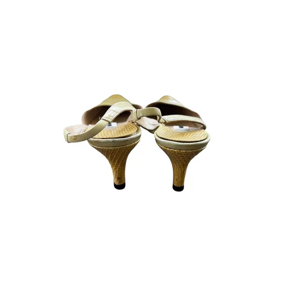 Vintage Manolo Blahnik Slingback Pumps 36 Yellow Snake Embossed Pointed Toe - Image 3