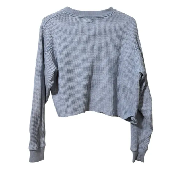 Aerie Waffle Knit Cropped Top‎ Size XXS Long Sleeve Athleisure Preppy Loungewear - Image 2