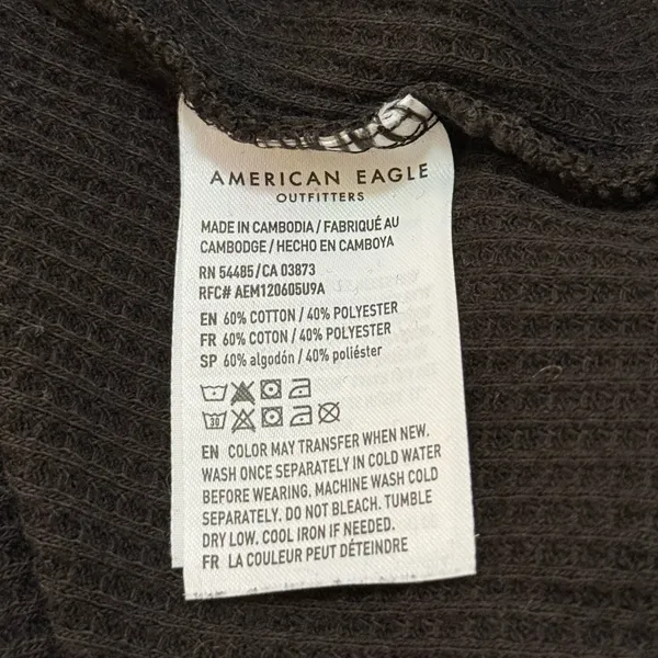 American Eagle black waffle knit long sleeve women’s size large - Image 6