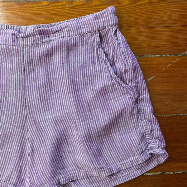 Kyra Purple & White Stripe 100% Viscose Lounge Short Set Pockets Sz M💛🎀 - Image 7