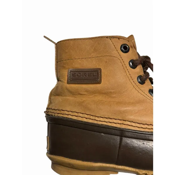 LL BEAN Women's Brown Leather Uninsulated Duck Bean Boots Sz 7 Rain Snow Winter - Image 2