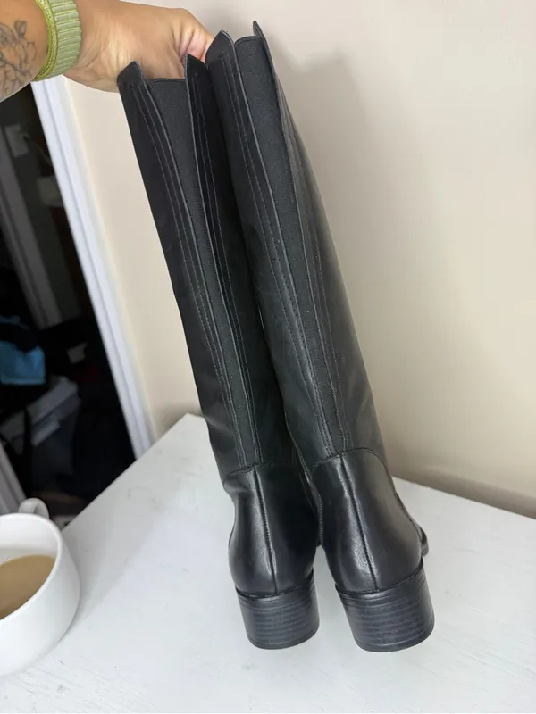 Franco Sarto Black Leather Riding Boots Sz 6 - Image 4