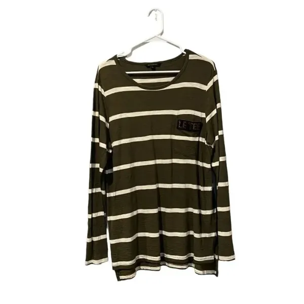 Womens Banana Republic Fitted‎ Hi-Low Tee Long Sleeve Split Hem Logo - Image 5