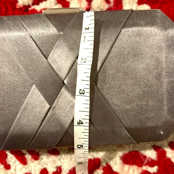 NWOT silver satin clutch by INC - Image 7
