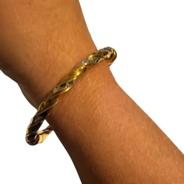 Gold and Silver Twisted Cuff Bracelet One Size - Image 5
