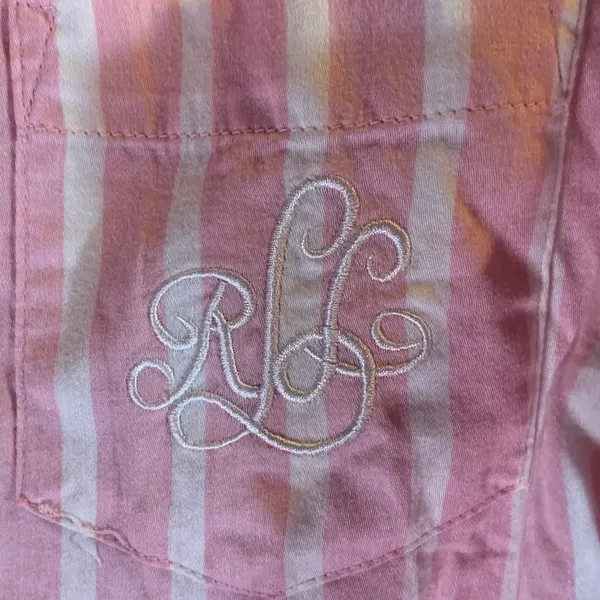 Ralph Lauren Pink and White Striped Pajama Set Size M - Image 4