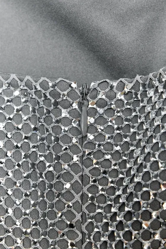 Zara Silver Sequin Strapless Mini Dress - Elegant Evening Sparkle - Image 6