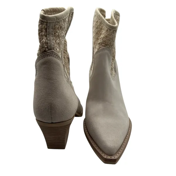 Dolce Vita Ivory Suede Crochet Western Cowboy Boho Pointed Toe Ankle Boots 6.5 - Image 8