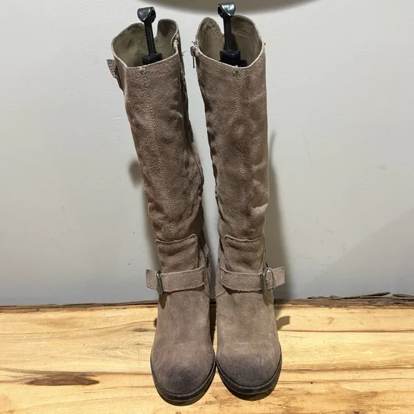 Dolce‎ Vita Tall Tan Suede Heeled Boots Size 9 A44 - Image 4