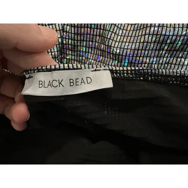 Black Bead Cowlneck Silver Dress M NWOT - Image 6