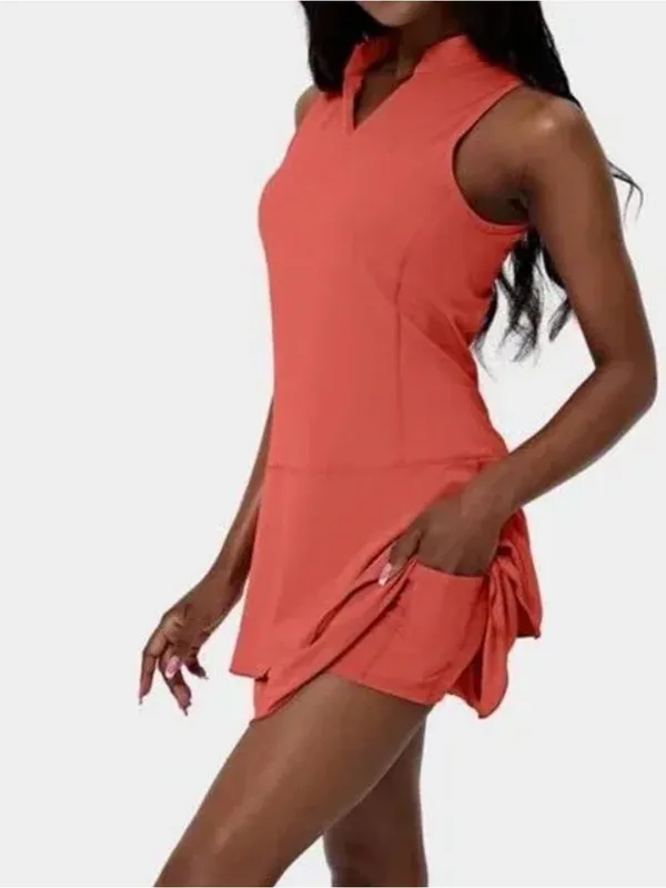 HALARA SoftlyZero 2 Piece Tennis Mini Dress W Pockets Shorts Included Collared - Image 3