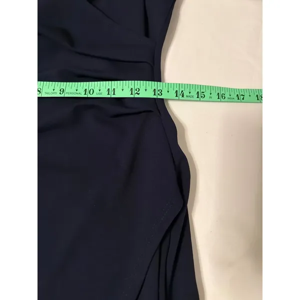 Lulus Formal Dress Sz M Navy Blue Maxi Surplice Ruched Side Slit Wedding Guest - Image 8