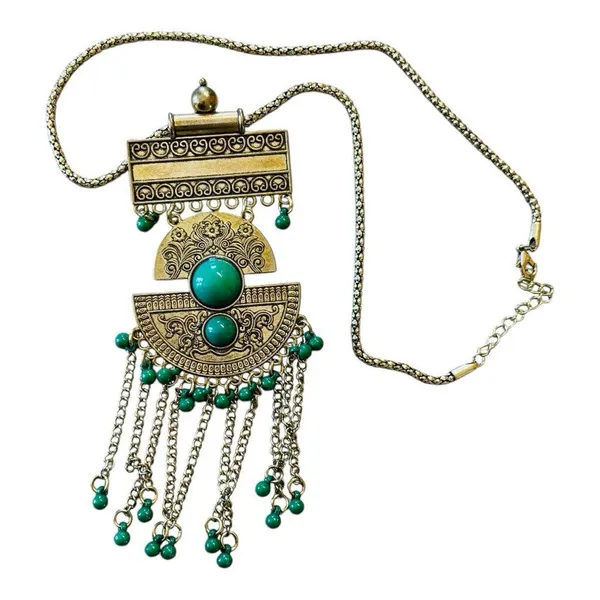 Like NEW Boho Oriental inspired jewelry piece faux jade festive necklace - Image 4