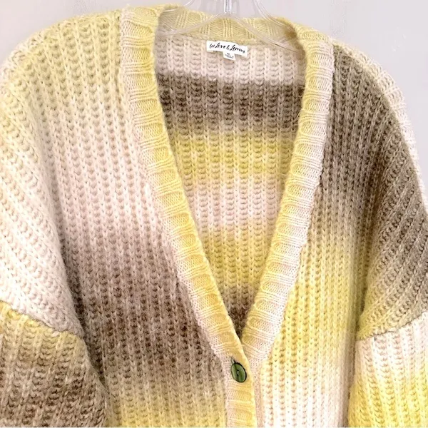 For Love & Lemons Celeste Chunky Knit Cardigan Womens M Yellow Ombre Boho Hippie - Image 7
