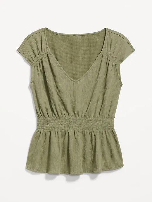 OLD NAVY Olive Smocked Waist V-Neck Top Size XXL - Image 3