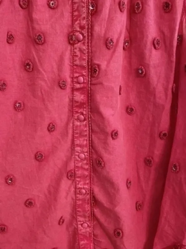 Anthropologie Pilcro and the Letterpress Adira Button Down Pink Beaded Top Small - Image 4