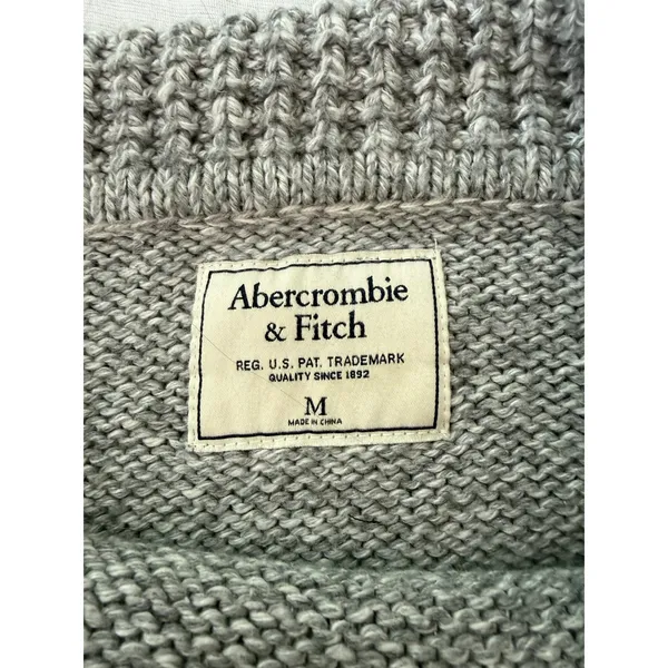 Abercrombie & Fitch Grey Cowl Neck Ribbed Knit Sweater Medium Raglan Sleeve - Image 9
