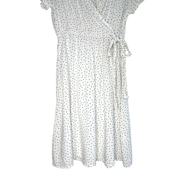 Bella Ella White Black Polka Dot Faux Wrap Dress Rayon S‎ Summer Wedding Guest - Image 6