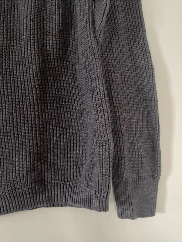 J Crew Wool Sweater Womens Small Gray Bow Detail Knit Minimalist Quiet Luxury - Image 3