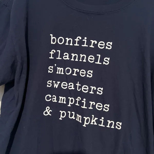 Gildan Navy Blue Fall Autumn Tshirt Bonfires Pumpkins Flannels - Image 6