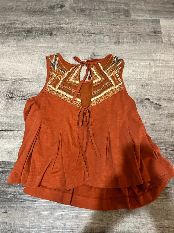 FREE PEOPLE Libertine Embroidered Open Back Tank in Rust - Image 4