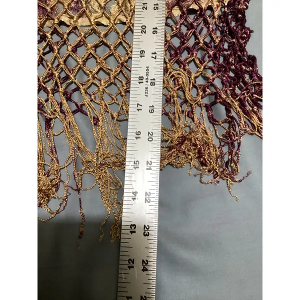 Patrons of Peace Tan Purple Tie Dye Fringe Macrame Tank Top Womens Large L - Image 7